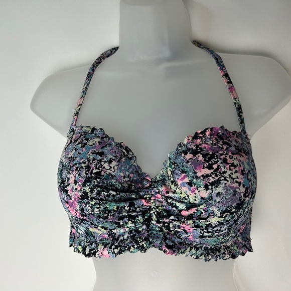 Victoria's Secret Floral Ruche Lightly Padded Wire Swim Bra 34D - Picture 1 of 12